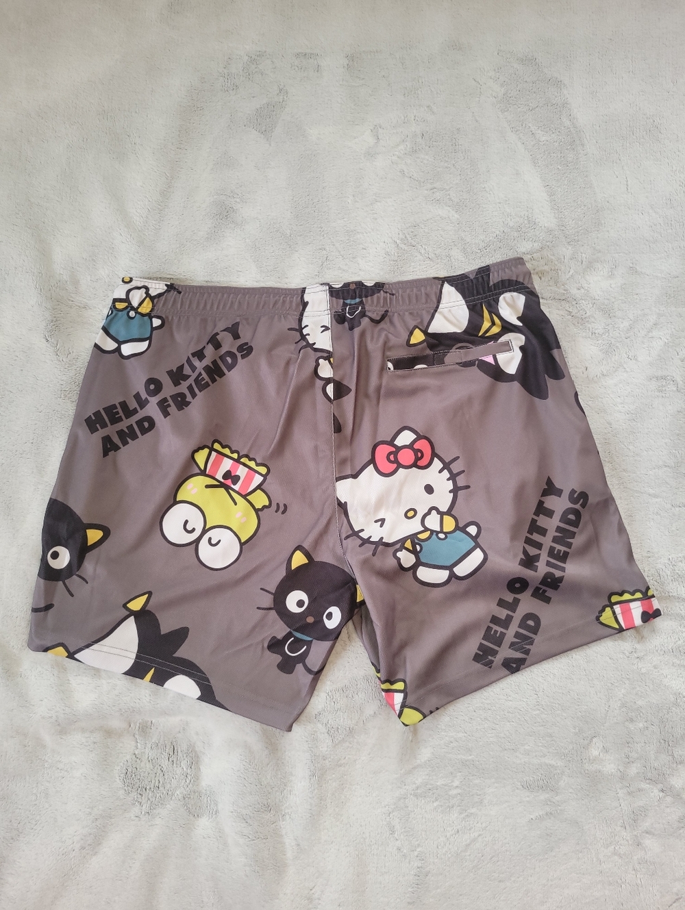 Hello Kitty & Friends Sanrio Mens XL (40-42) Drawstring Pull On Gray Shorts - Picture 8 of 13